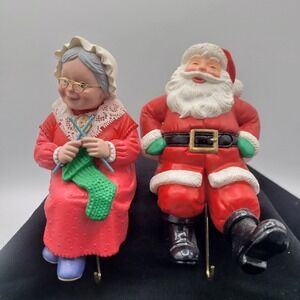 VTG Hallmark Santa & Mrs Claus Stocking Hangers